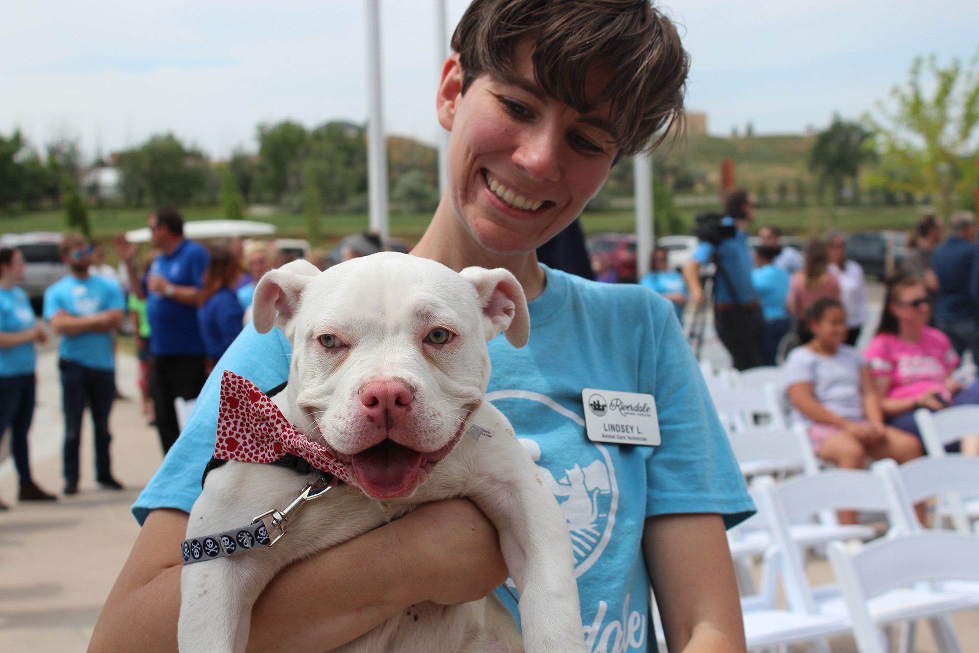 Staff with dog